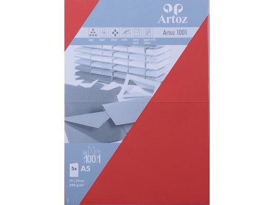 Artoz Carte vierge 1001, A5, 5 feuilles, rouge