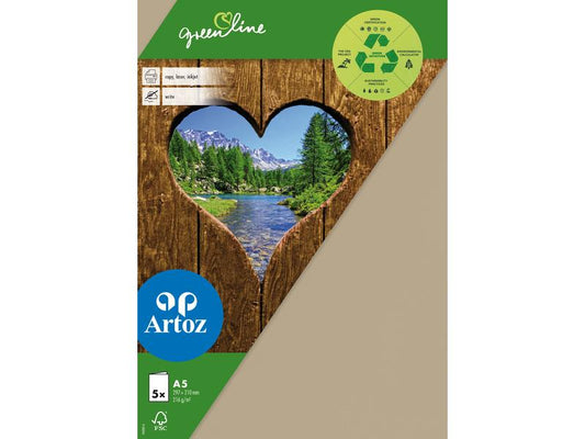 Artoz Carte vierge Green Line A5, 5 pièces, brun clair