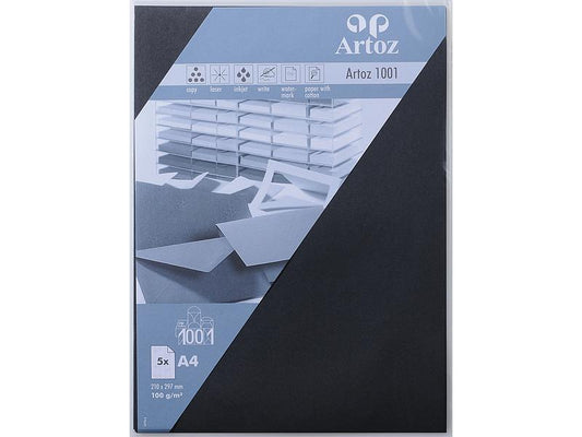 Artoz Papier à lettres 1001 A4 100 g/m² 5 Blatt, Noir