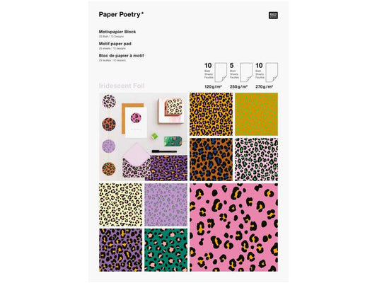 Rico Design Bloc de papier à motif Leo A4, 25 feuilles