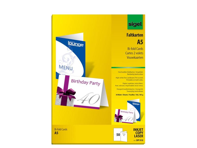 Sigel Carte vierge A5 (A4), 50 feuilles, blanc