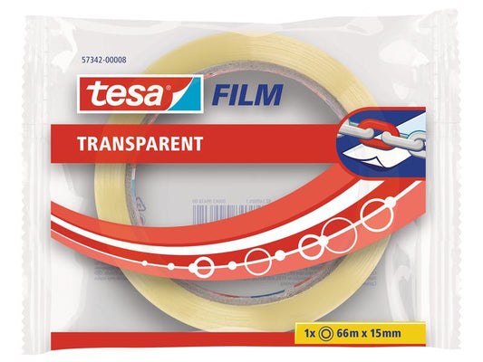 tesa Ruban adhésif 15 mm x 66 m, Transparent, 1 rouleau