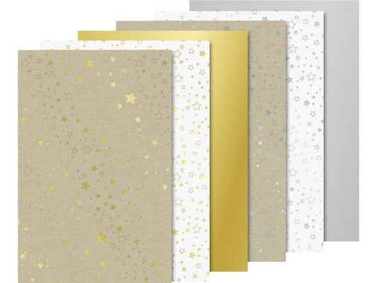 Heyda Carton de bricolage Étoiles A4, 220 g/m², 12 feuilles