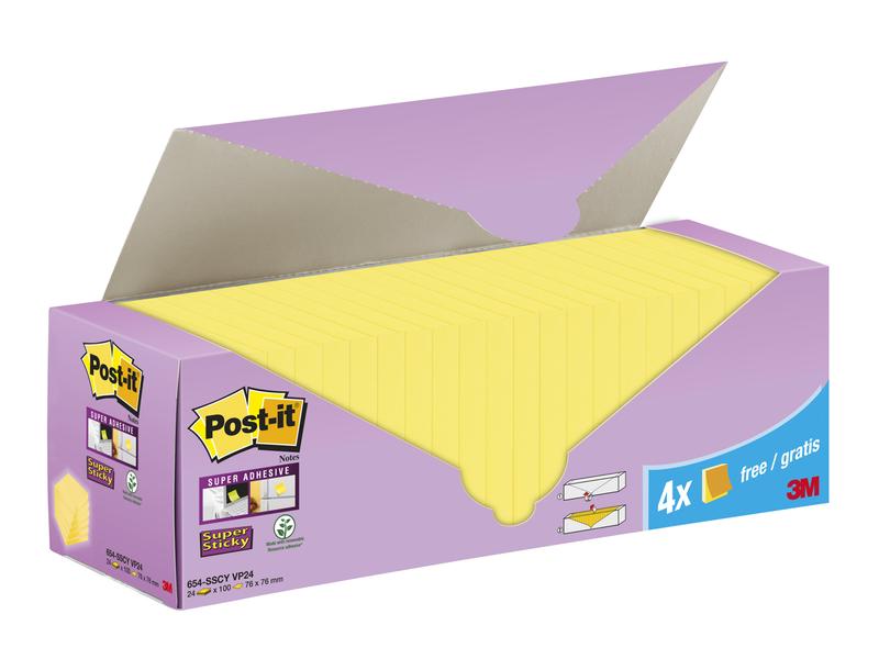 Post-it Fiche de bloc-notes Z-Notes Super Sticky Jaune 7.6 cm x 7.6 cm