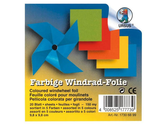 URSUS Feuilles origami pour les éoliennes 9.8 x 9.8 cm, 20 feuilles