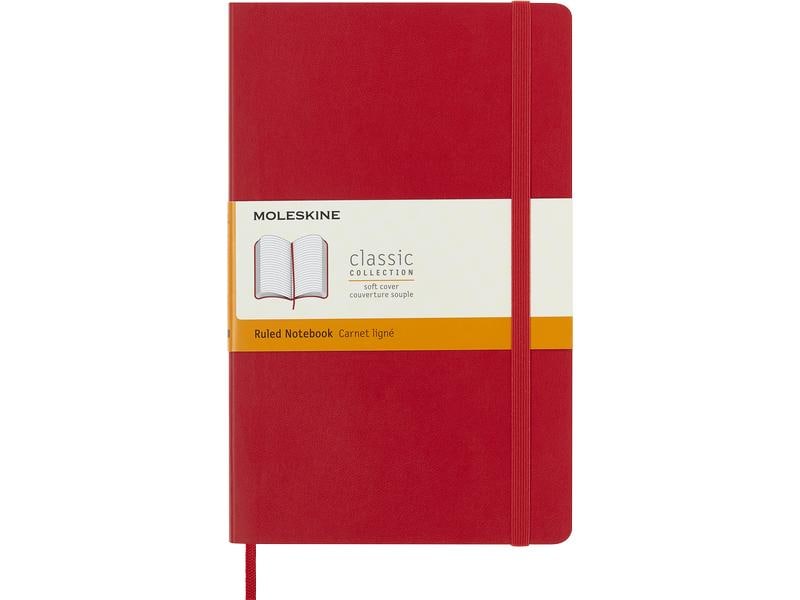 Moleskine Bloc-notes Classic A5 Couverture souple, 192 pages, rouge écarlate