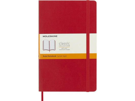 Moleskine Bloc-notes Classic A5 Couverture souple, 192 pages, rouge écarlate