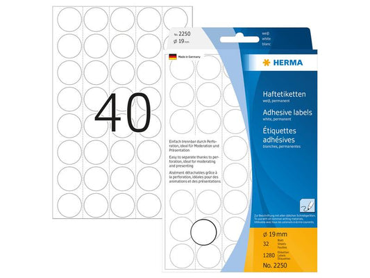 HERMA Étiquettes multi-usage 2250 blanc Ø 19 mm, 32 feuille