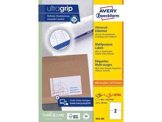 Avery Zweckform Étiquettes universelles 3655 210 x 148 mm, 220 feuille