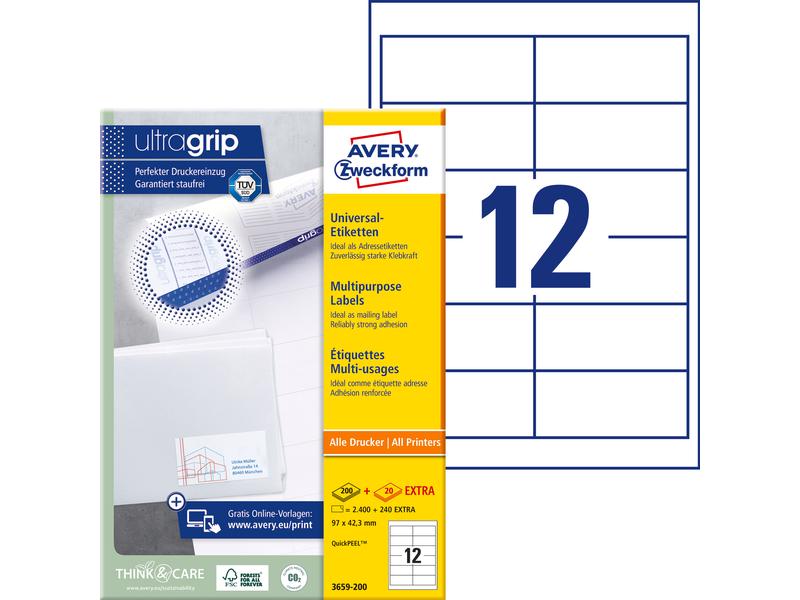 Avery Zweckform Étiquettes universelles 3659 97 mm, 220 feuille
