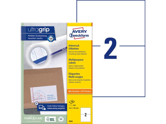 Avery Zweckform Étiquettes universelles 3655 210 x 148 mm, 100 feuille