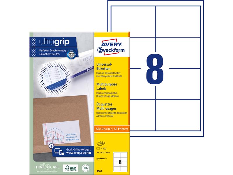 Avery Zweckform Étiquettes universelles 3660 97 x 67.7 mm, 100 feuille