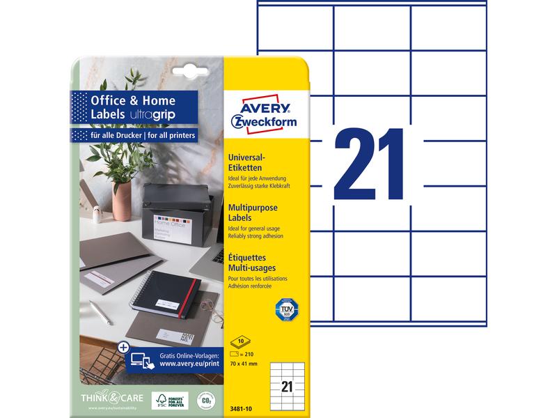 Avery Zweckform Étiquettes universelles 3481 70 x 41 mm, 10 feuille