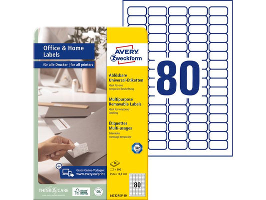 Avery Zweckform Étiquettes universelles L4732REV 35.6 x 16.9 mm, 10 feuille