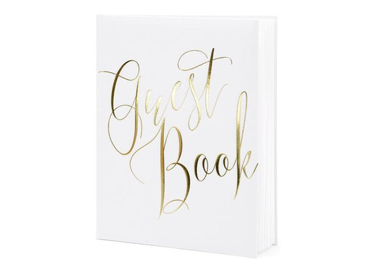 Partydeco Livre d’or Guest Book 20 x 24.5 cm, blanc/or