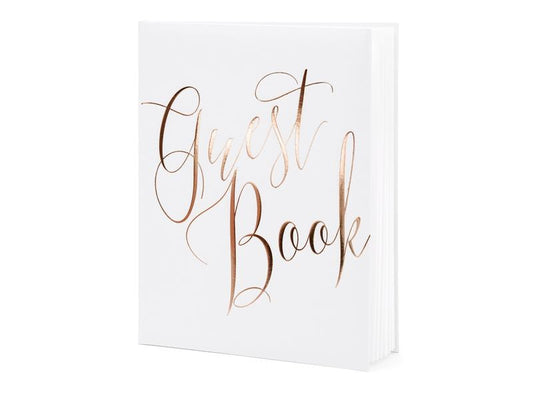 Partydeco Livre d’or Guest Book 20 x 24.5 cm, blanc/or rose