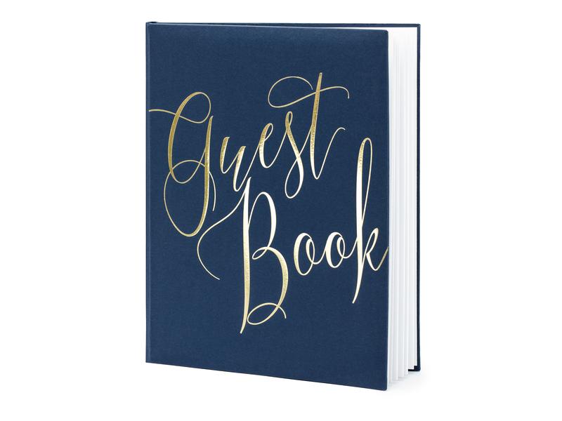 Partydeco Livre d’or Guest Book 20 x 24.5 cm, bleu/doré