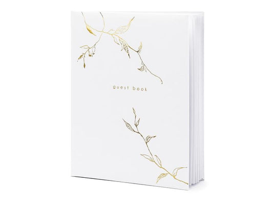 Partydeco Livre d’or Guest Book 20 x 24.5 cm, or/blanc