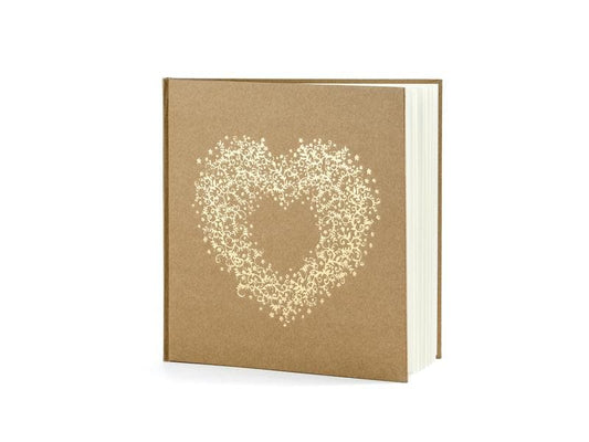 Partydeco Livre d’or Cœur 20.5 x 20.5 cm, brun/doré