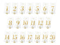 Partydeco Marque-place de table Numéros 7 x 12 cm, 20 pièces, transparent/doré