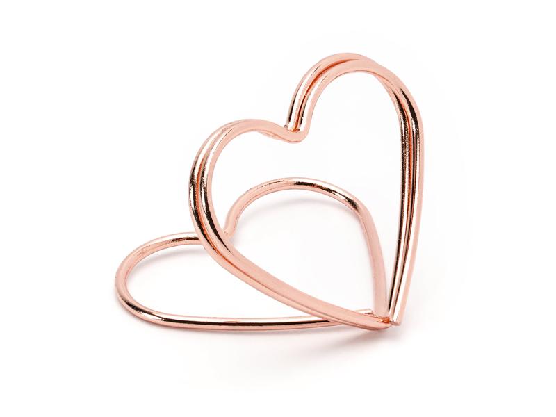 Partydeco Marque-place de table Coeur du support 2.5 cm, 10 pièces, or rose