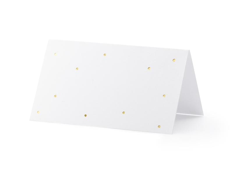 Partydeco Marque-place de table Points 9.5 x 5.5 cm, 10 pièces, blanc/doré