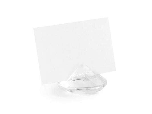 Partydeco Marque-place de table Diamants de support 4 cm, 10 pièces, Transparent