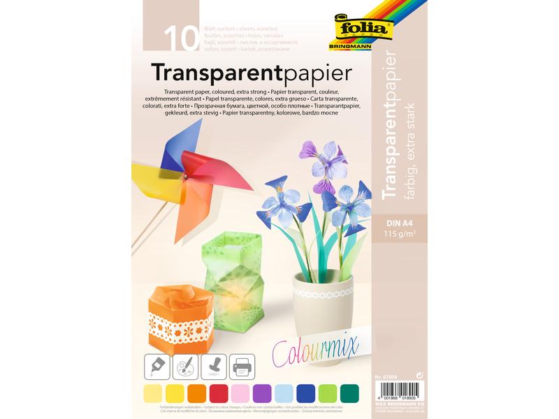 Folia Papier transparent A4, 115 g/m²,  10 Pièce/s, Couleur assortie