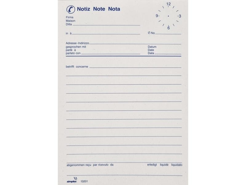 Simplex Bloc-notes A6 70 feuilles, téléphone