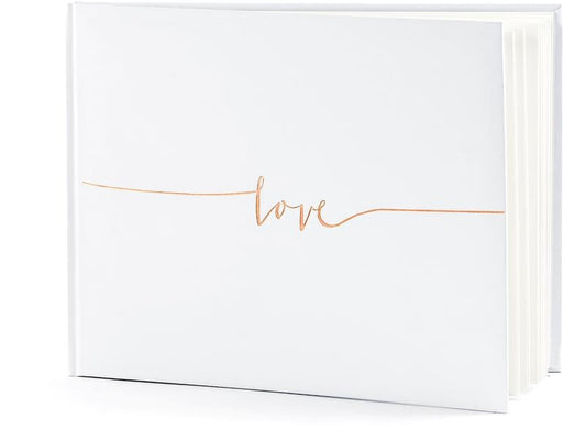 Partydeco Livre d’or Love 24 x 18.5 cm, 22 pages, Or rose; Blanc