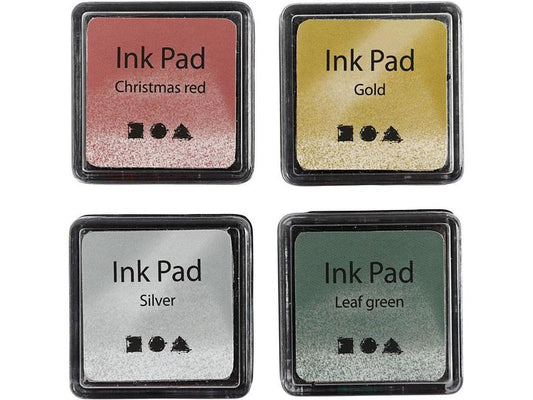 Creativ Company Tampon encreur Ink Pad or, vert, rouge, argent