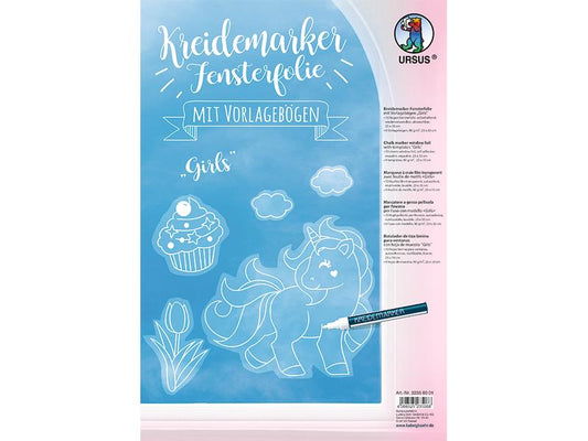 URSUS Film de fenêtre Marqueurs craie Girls 23 x 33 cm, 10 Pièce/s, Blanc