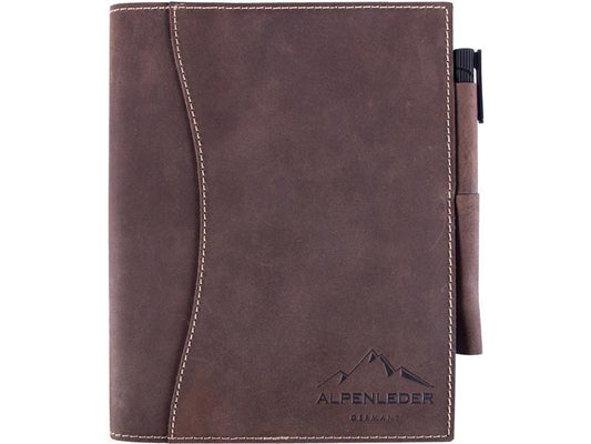 Alpenleder Bloc-notes "Schiller" A5, ligné, cuir de buffle brun
