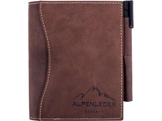 Alpenleder Bloc-notes "Goethe" A6, ligné, cuir de buffle brun