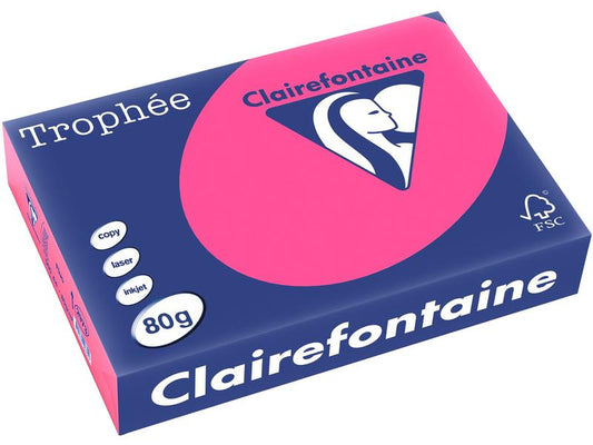 Clairefontaine Papier pour photocopie Trophée A4, 80 g/m², rose fluo, 500 feuilles