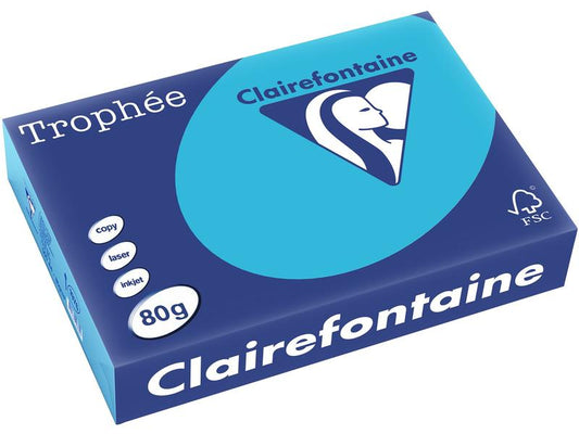 Clairefontaine Papier pour photocopie Trophée A4, 80 g/m², bleu eau, 500 feuilles