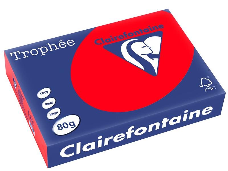Clairefontaine Papier pour photocopie Trophée A4, 80 g/m², rouge corail, 500 feuilles
