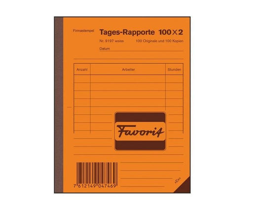 Favorit Bloc autocopiant 111 x 144 mm Rapports quotidiens