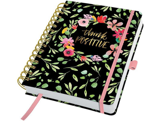 Jolie Agenda journalier Flower Love A5, non daté, Vert/Rose/Noir