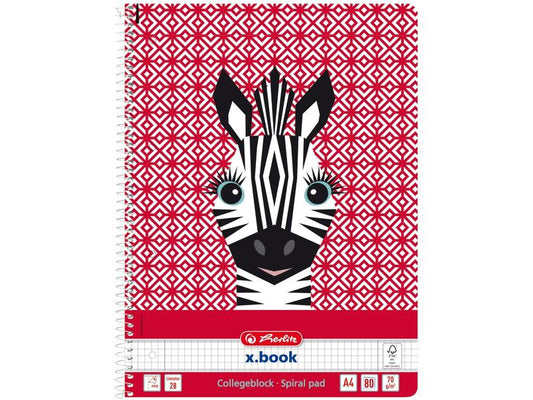 Herlitz Bloc-notes Cute Zebra A4 80 feuilles quadrillées
