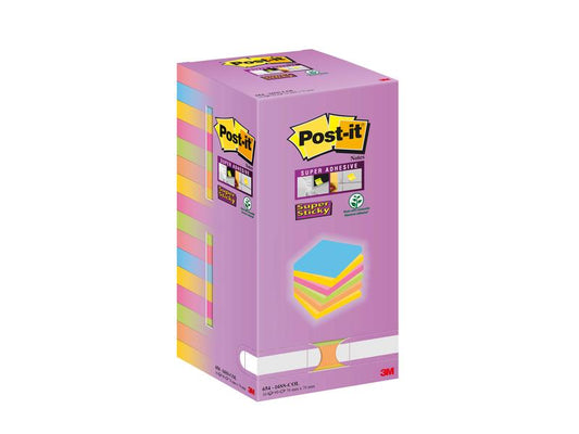 Post-it Fiche de bloc-notes Super Sticky 7,6 x 7,6 cm, Multicolore
