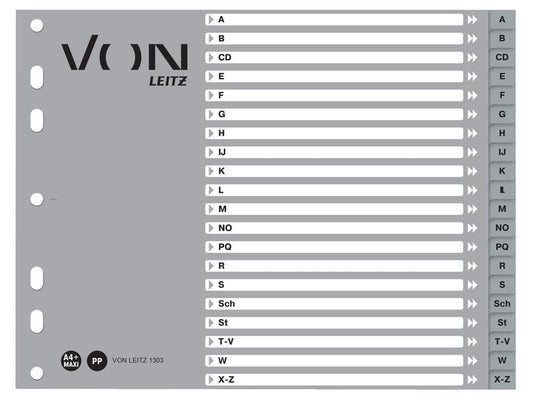 VON Registre A4 avec demi-hauteur, A-Z