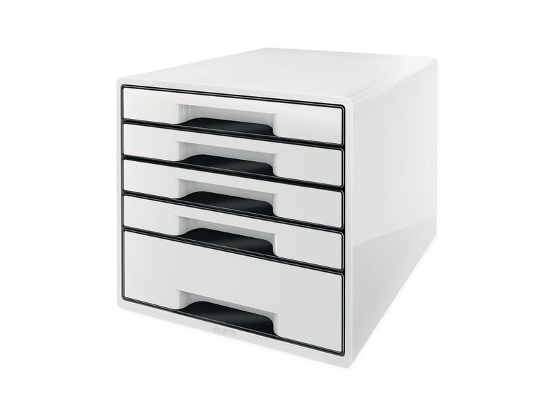 Leitz Boîte à tiroirs Wow Cube 5 tiroirs, blanc/noir