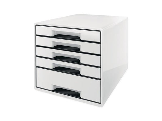 Leitz Boîte à tiroirs Wow Cube 5 tiroirs, blanc/noir