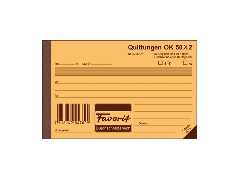 Favorit Cahier autocopiant A6 Reçus, 50 x 2 feuilles