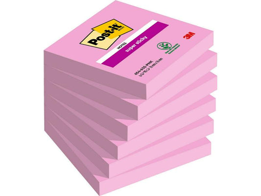 Post-it Fiche de bloc-notes Super Sticky Rose tropical 76 x 76 mm