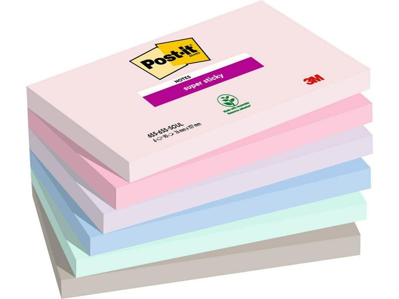 Post-it Fiche de bloc-notes Super Sticky Collection Soulful, 127 mm x 76 mm