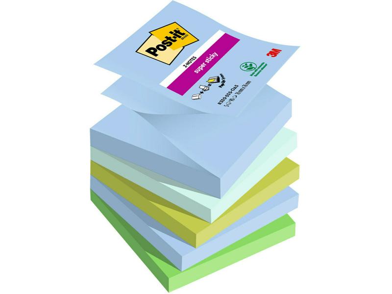 Post-it Fiche de bloc-notes Super Sticky Oasis Collection 76 x 76 mm