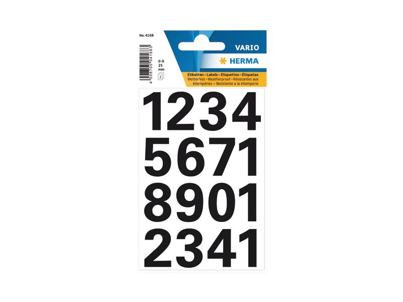 Herma Stickers Étiquettes de numéros 0 - 9, 2.5 cm, noir, 32 étiquettes de chiffres