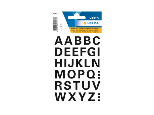 Herma Stickers Étiquettes porte-noms A – Z, 1.5 cm, noir